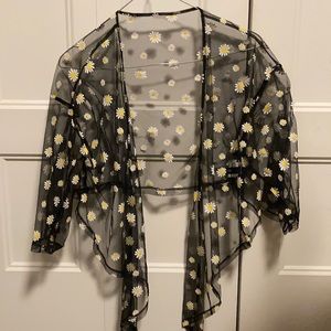 Cute transparent cardigan with daisy patterns